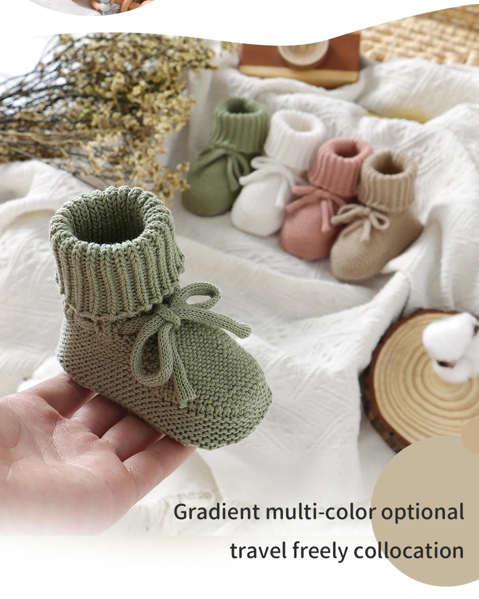 Baby First Walkers Breathable Anti-slip Knitted Newborn Infant Boys Girls Solid Booties Prewalkers 0-18m Toddler Unisex Footwear
