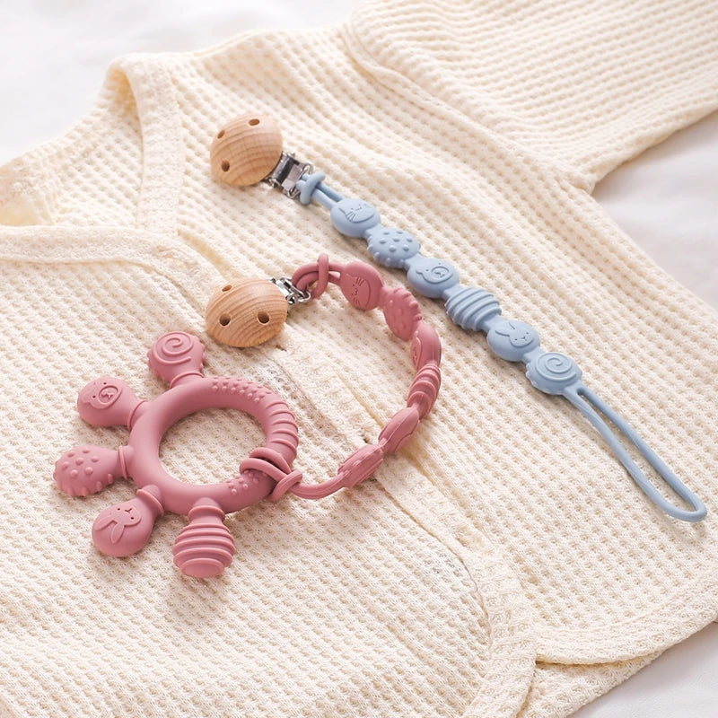 Baby Silicone Teether Infant Pacifier Chain Clip Food Grade Silicone Soother Chain Nipple Holder  Baby Nursing Good Teething Toy