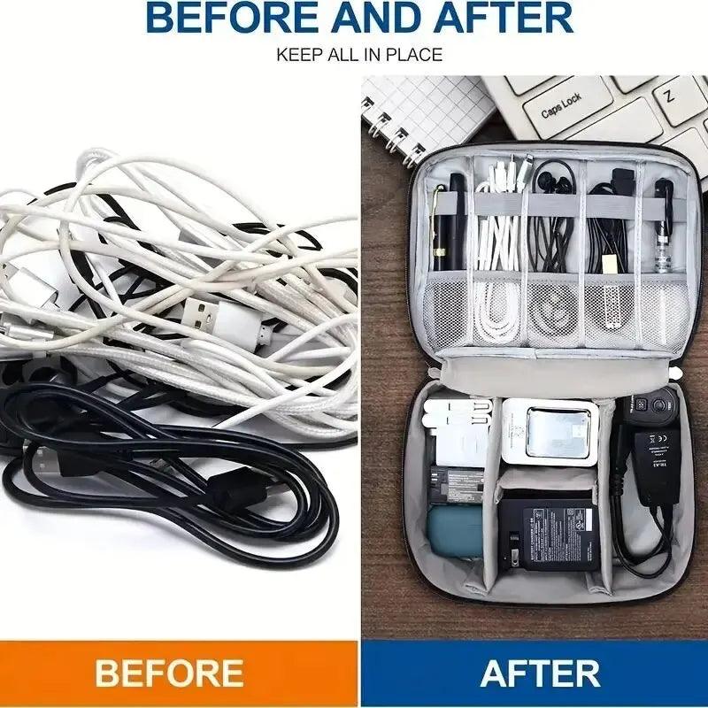 Cable Storage Bag Waterproof Digital Electronic Organizer Portable USB Data Line Charger Plug Storage Bag Travel Cable Organizer - E-line.com