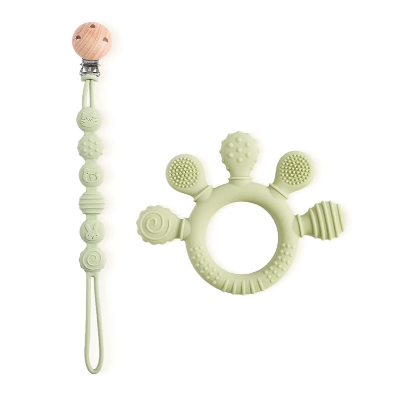 Baby Silicone Teether Infant Pacifier Chain Clip Food Grade Silicone Soother Chain Nipple Holder  Baby Nursing Good Teething Toy
