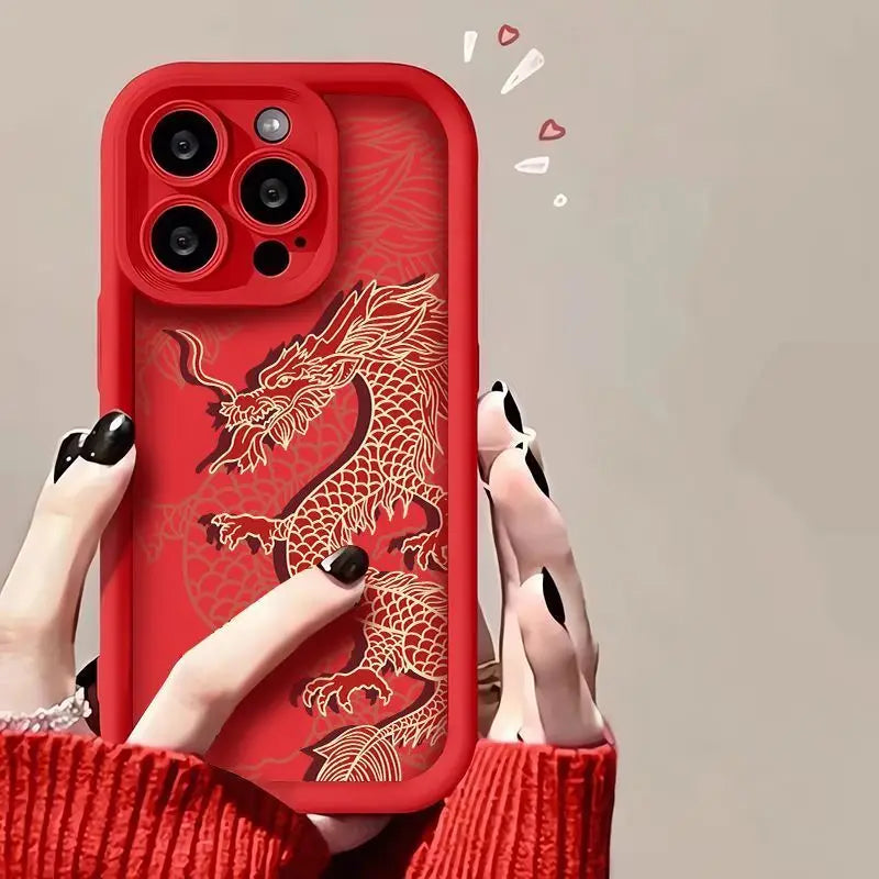 Luxury Fashion East Dragon Soft Phone Case For iPhone 11 12 13 14 15 16 Pro Max XR XS X 7 8 Plus SE 2020 Silicone INS Covers