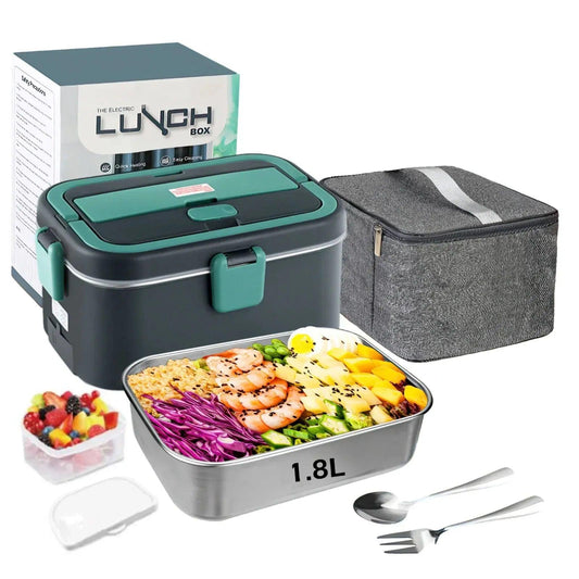 Electric Lunch Box Food Warmer 1.8 L 80W Outdoor Camping Bento Picnic Portable Food Heater Car Home Leak Proof Self Heating Box - E-line.com