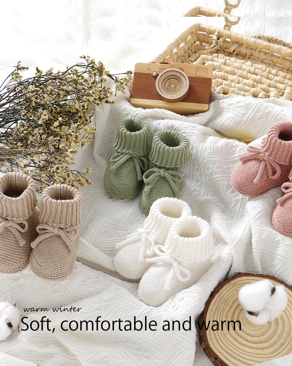 Baby First Walkers Breathable Anti-slip Knitted Newborn Infant Boys Girls Solid Booties Prewalkers 0-18m Toddler Unisex Footwear