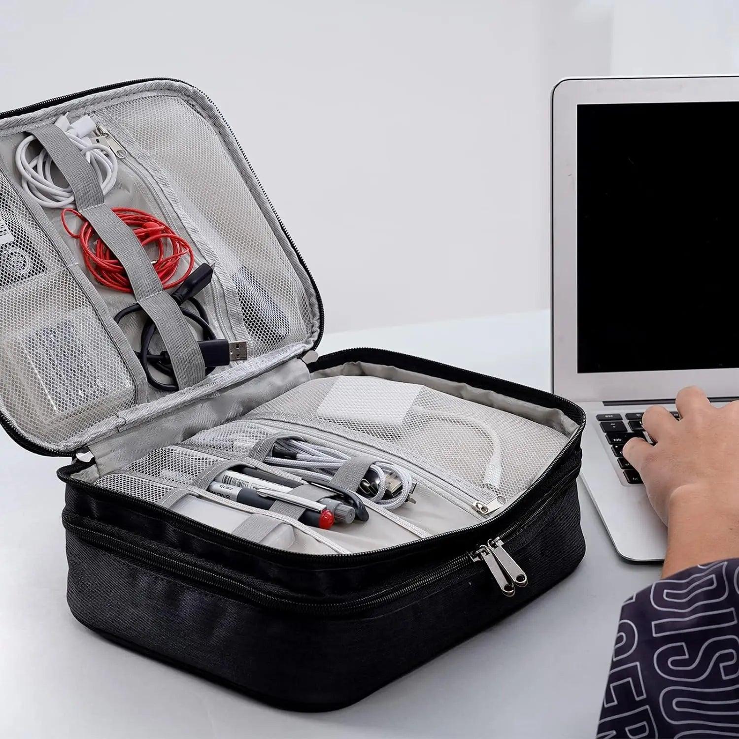 Cable Storage Bag Waterproof Digital Electronic Organizer Portable USB Data Line Charger Plug Storage Bag Travel Cable Organizer - E-line.com