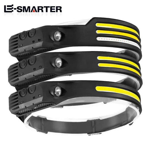 LED Headlamp Sensor Headlight With Built-in Battery Head Flashlight USB Rechargeable Work Light Head Lamp Super Bright Torch - E-line.com