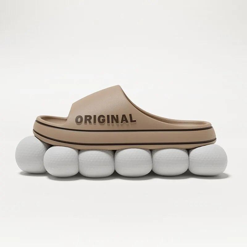 Feslishoet Women Letter Slippers Beach Slides Solid Color Mens Thick Sole Indoor Bathroom Anti Slip Shoes Summer Couple Sandals - E-line.com