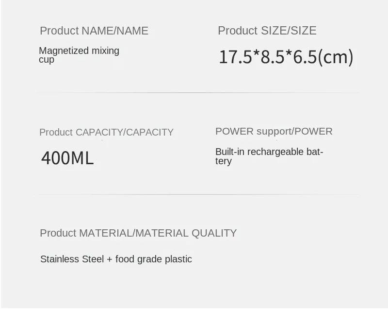 Electric Magnetic Automatic Mixing Cup USB Rechargeable Household Waterproof Bottle 400ML Milk Coffee Blender Self Mixing Mug - E-line.com