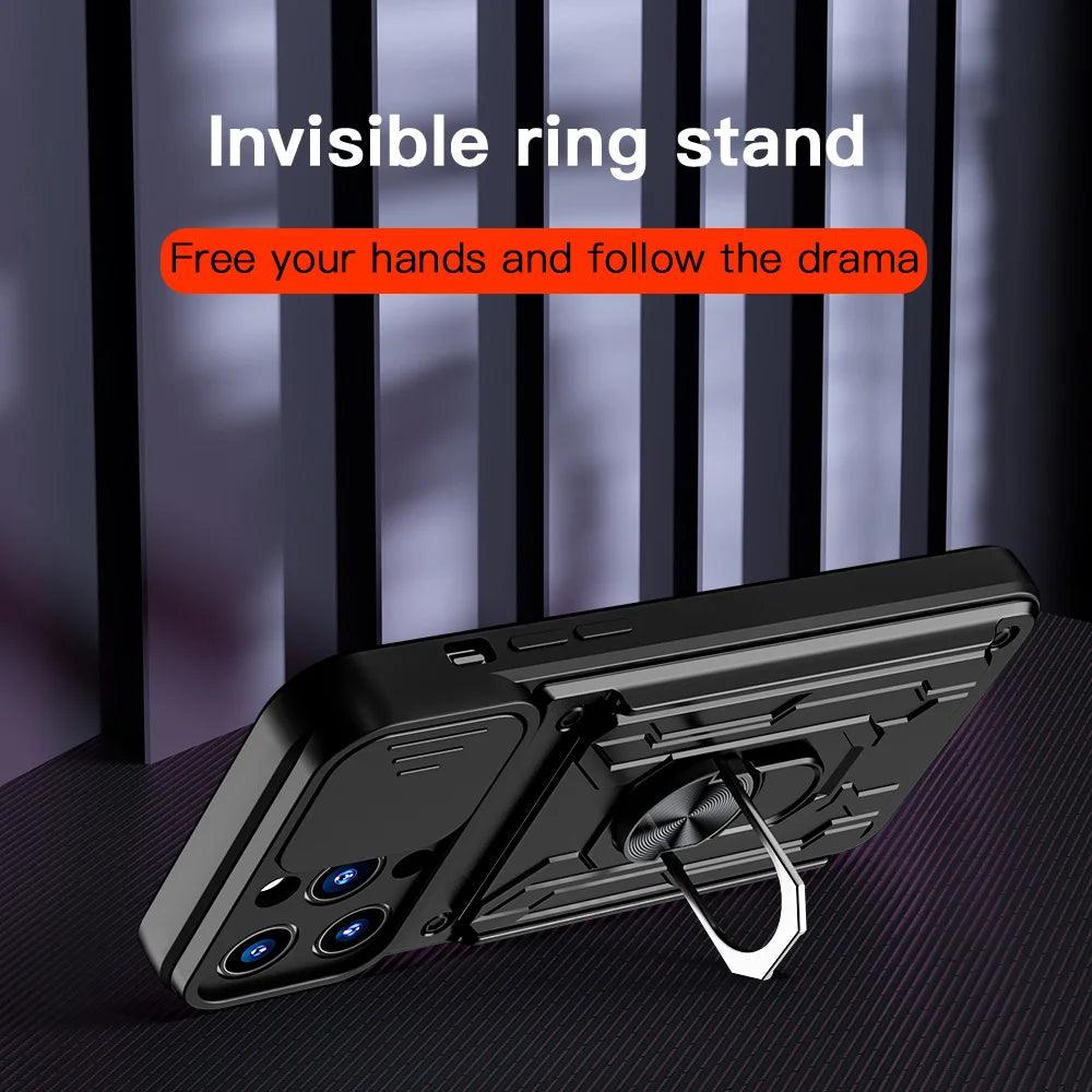 Peatkop Shockproof Case for iPhone 14 Pro Max 14Plus SE 2022 Card Bag Camera Protection Ring Phone Cover for iPhone 11 12 13 Pro - E-line.com