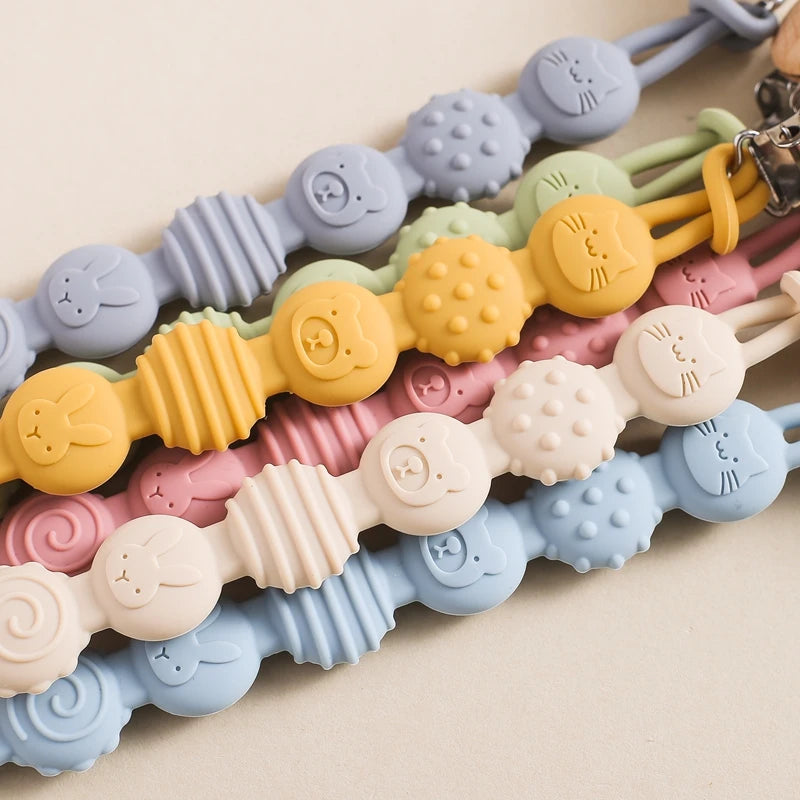 Baby Silicone Teether Infant Pacifier Chain Clip Food Grade Silicone Soother Chain Nipple Holder  Baby Nursing Good Teething Toy