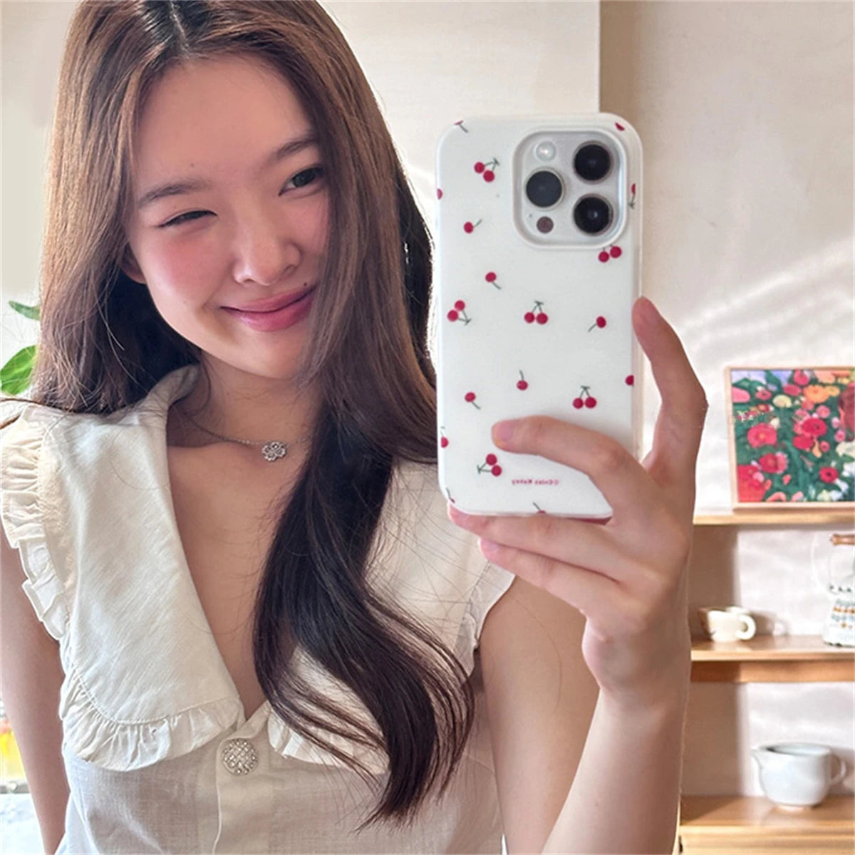 Cute Cartoon Cherry Phone Case For iPhone 16 15 14 13 Pro Max 11 12 Mini XR XS Max 7 8 Plus SE 3 Stylish Shockproof Soft Cover