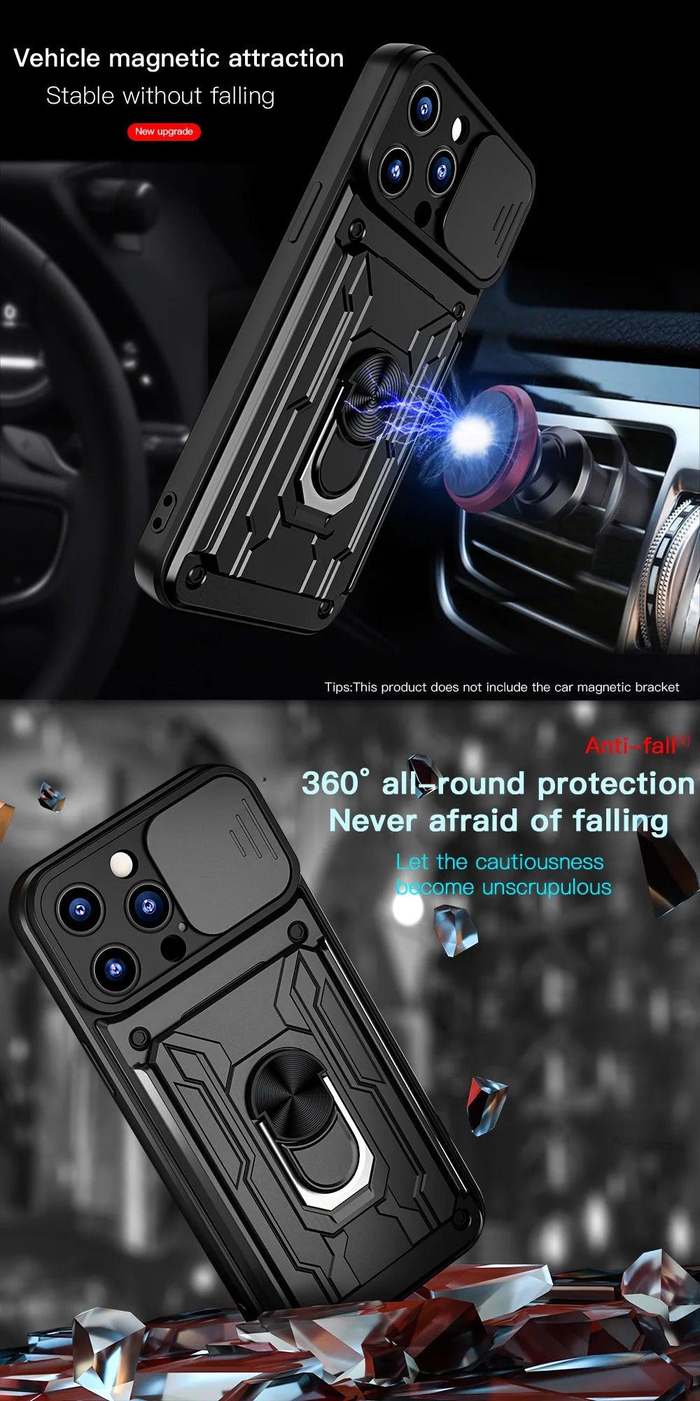Peatkop Shockproof Case for iPhone 14 Pro Max 14Plus SE 2022 Card Bag Camera Protection Ring Phone Cover for iPhone 11 12 13 Pro - E-line.com