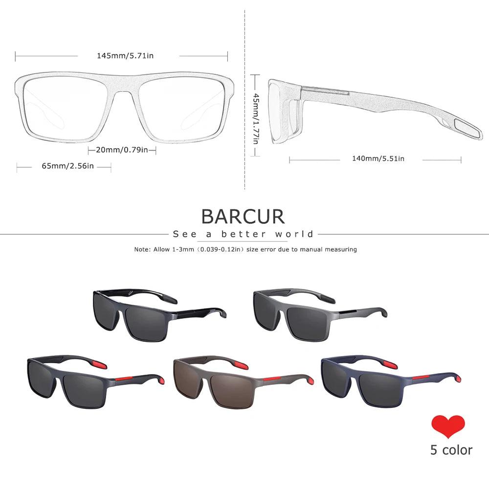 BARCUR TR90 Mens Sunglasses Polarized Ultralight Sports Sun Glasses For Women Square Eyewear UV400 Protection Eyewear Oculos - E-line.com