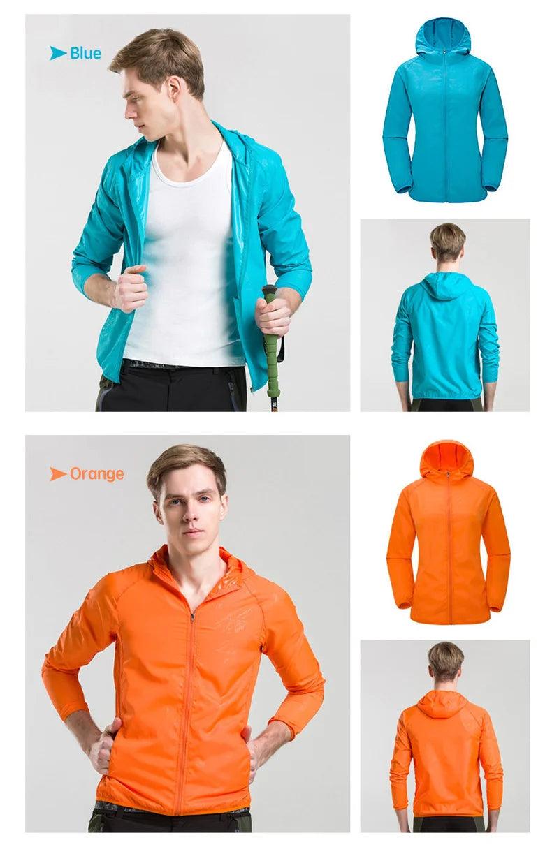 Camping Waterproof Jacket Men Women Windbreaker Men Raincoat Rain Jacket Men Waterproof Hiking Climbing Clothes Sun Protection - E-line.com