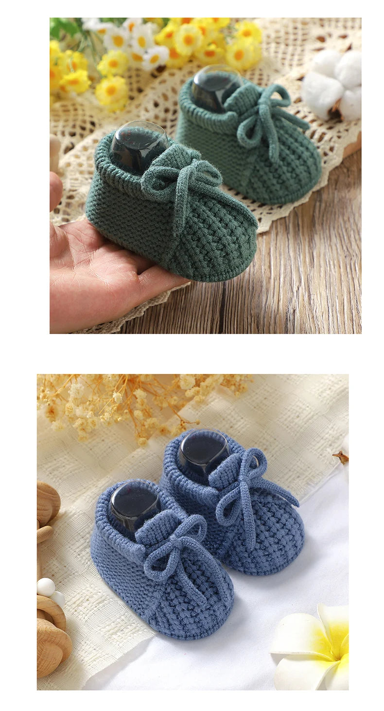 Infant Baby Shoes Knitted Newborn Boys Girl Footwear Fashion Solid Shallow Boots Shallow Kid 0-18M Clothing Accessories Handmade