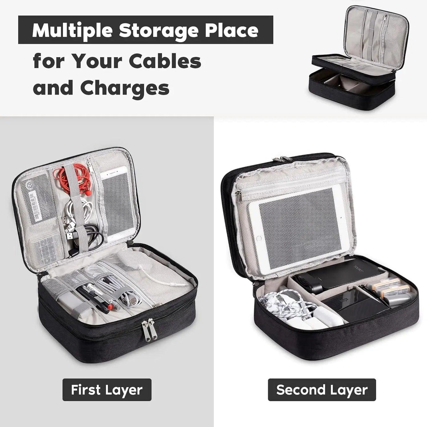Cable Storage Bag Waterproof Digital Electronic Organizer Portable USB Data Line Charger Plug Storage Bag Travel Cable Organizer - E-line.com