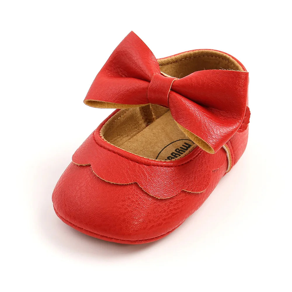 Meckior Baby Girl Shoes Leather Rubber Sole Anti-slip Toddler First Walkers Infant Crib Shoes Newborn Girl New Baby Shoes