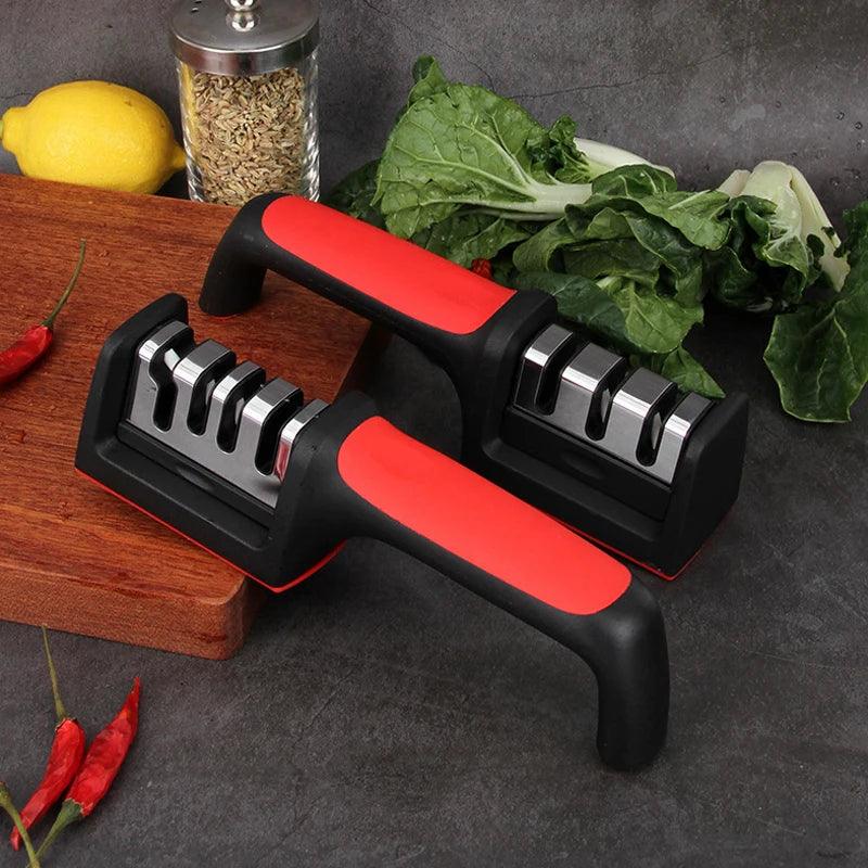 Kitchen 3/4-Segment Knife Sharpener Household Multi-Functional Hand-Held 3/4-Purpose Black Sharpening Stone - E-line.com