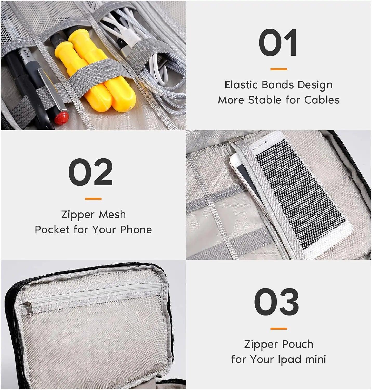 Cable Storage Bag Waterproof Digital Electronic Organizer Portable USB Data Line Charger Plug Storage Bag Travel Cable Organizer - E-line.com