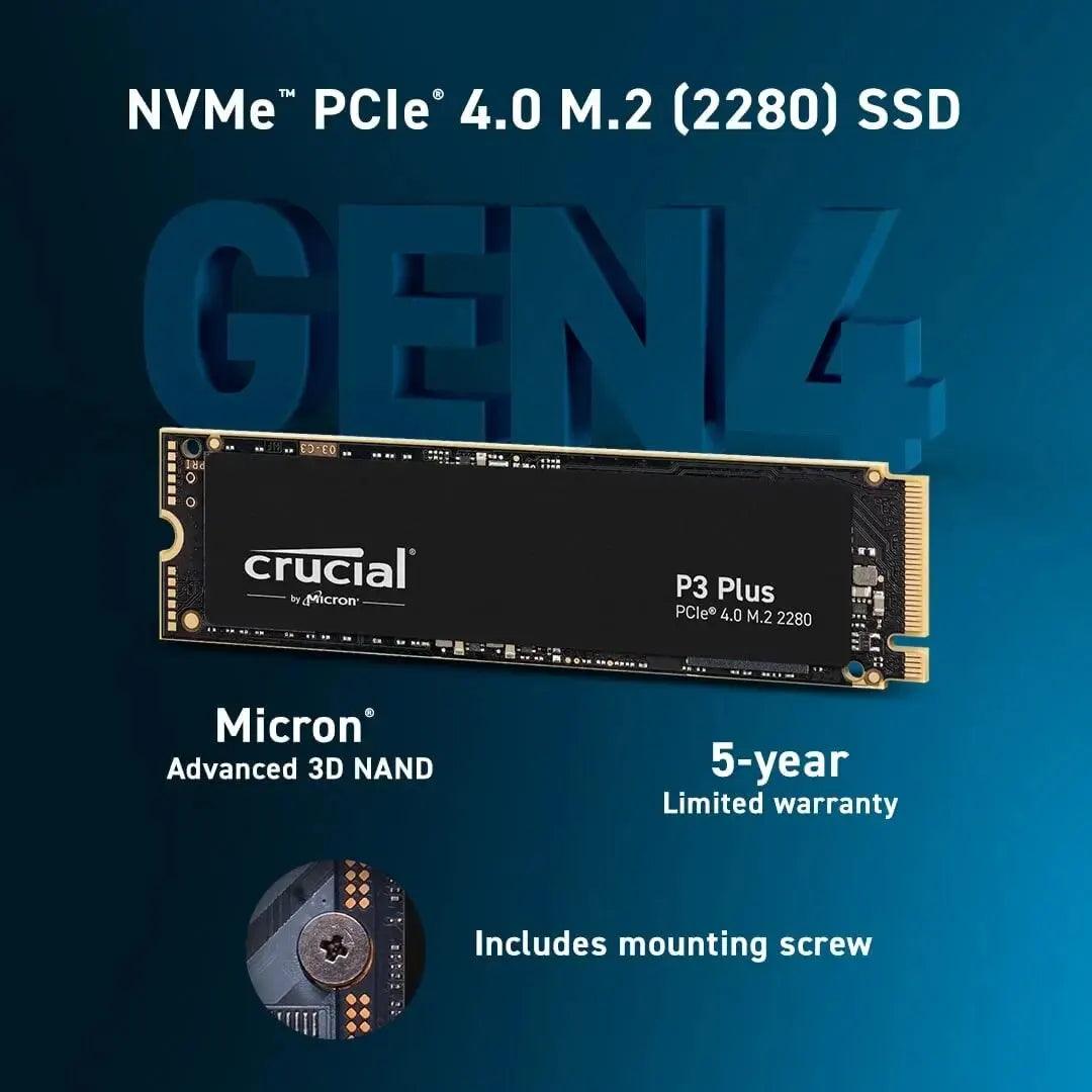 Crucial P3 Plus 2TB 1TB 500GB PCIe Gen4 3D NAND NVMe M.2 2280 SSD, up to 5000MB/s  Solid State Drive Disk(OEM Package)