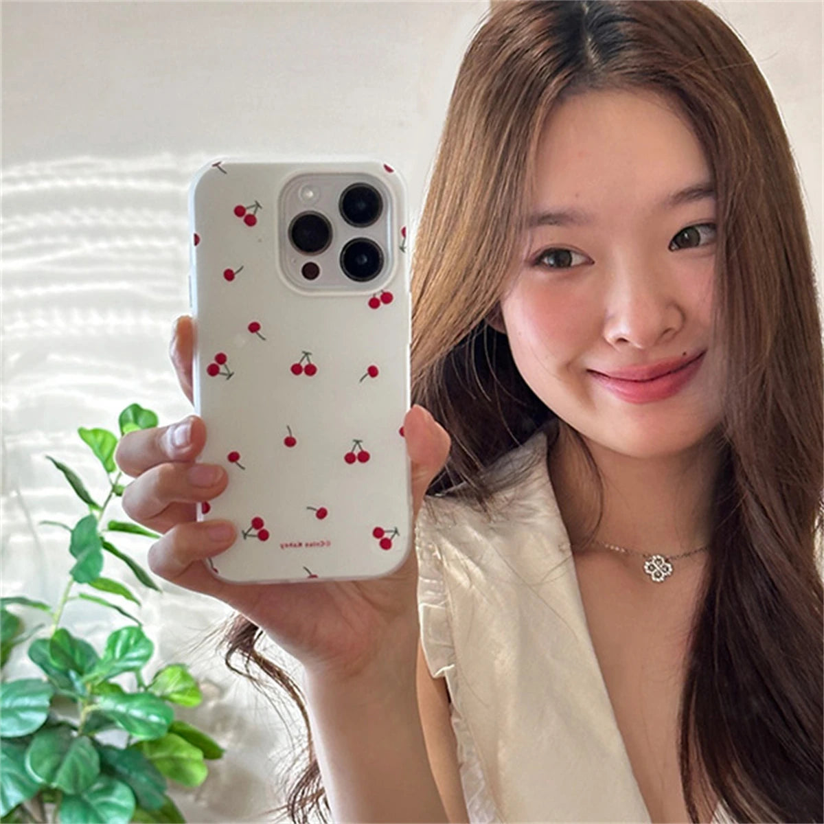 Cute Cartoon Cherry Phone Case For iPhone 16 15 14 13 Pro Max 11 12 Mini XR XS Max 7 8 Plus SE 3 Stylish Shockproof Soft Cover
