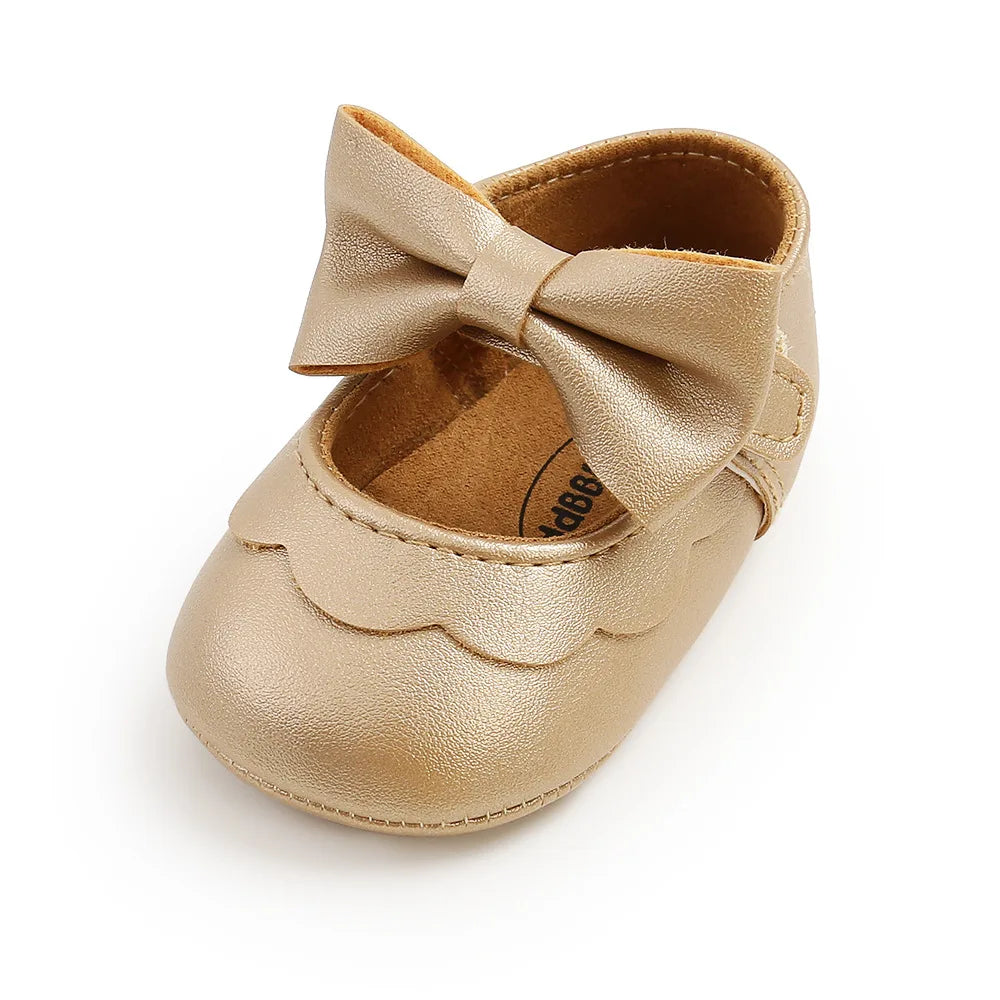Meckior Baby Girl Shoes Leather Rubber Sole Anti-slip Toddler First Walkers Infant Crib Shoes Newborn Girl New Baby Shoes