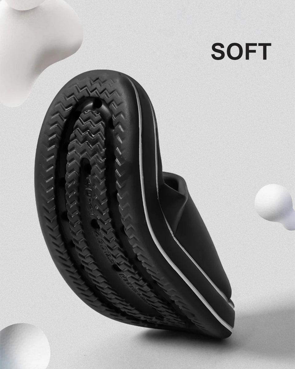 Feslishoet Women Letter Slippers Beach Slides Solid Color Mens Thick Sole Indoor Bathroom Anti Slip Shoes Summer Couple Sandals - E-line.com