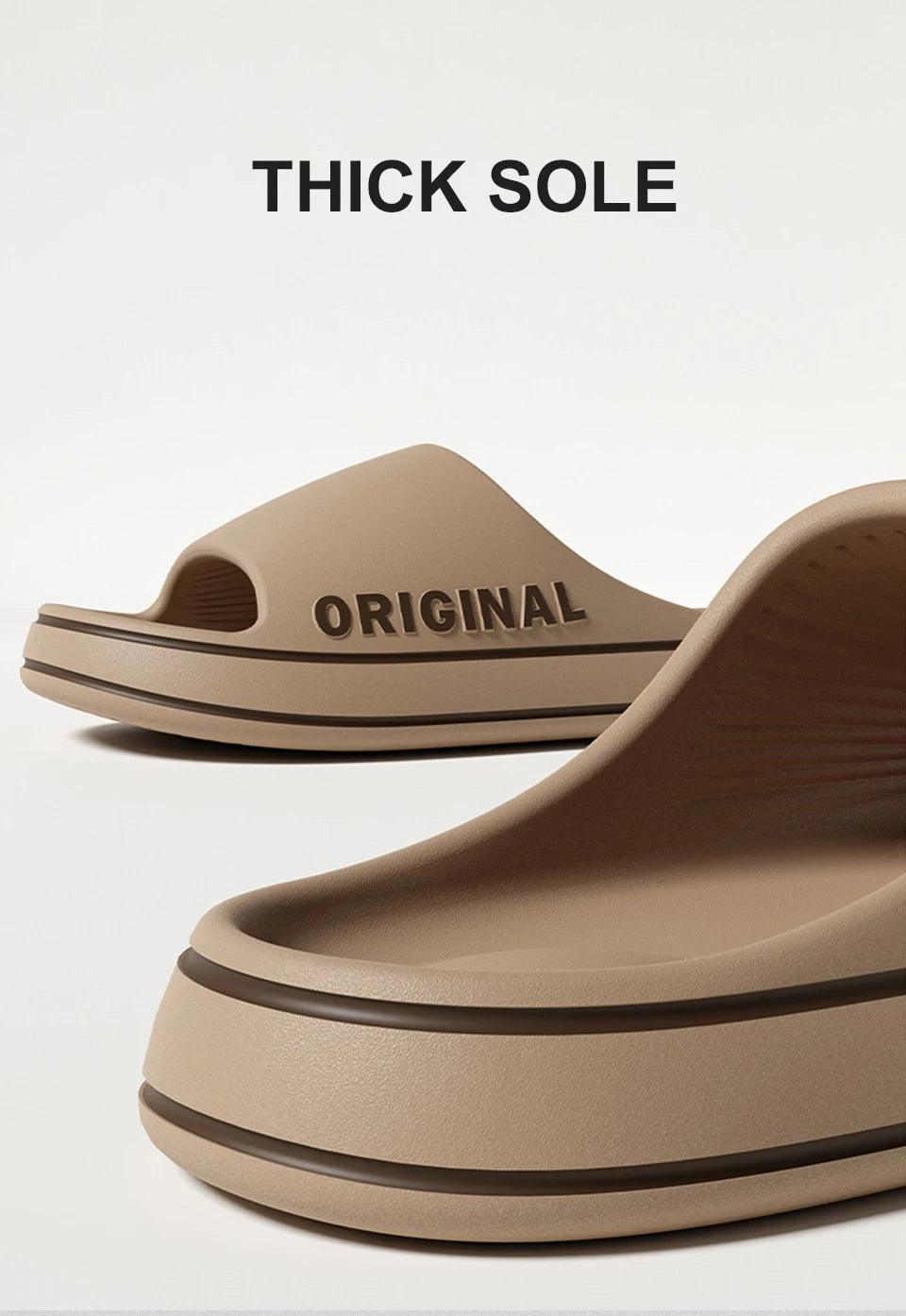 Feslishoet Women Letter Slippers Beach Slides Solid Color Mens Thick Sole Indoor Bathroom Anti Slip Shoes Summer Couple Sandals - E-line.com