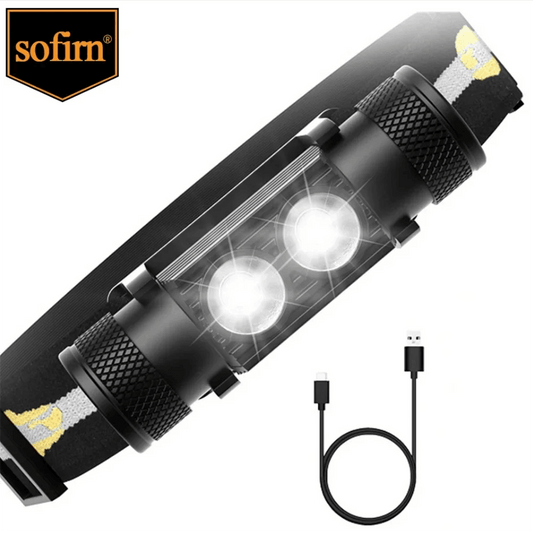 H25S Headlamp 18650 Headlight Dual SST40 LED 1200lm USB Rechargeable Outdoor Tactical Working Lamp - E-line.com
