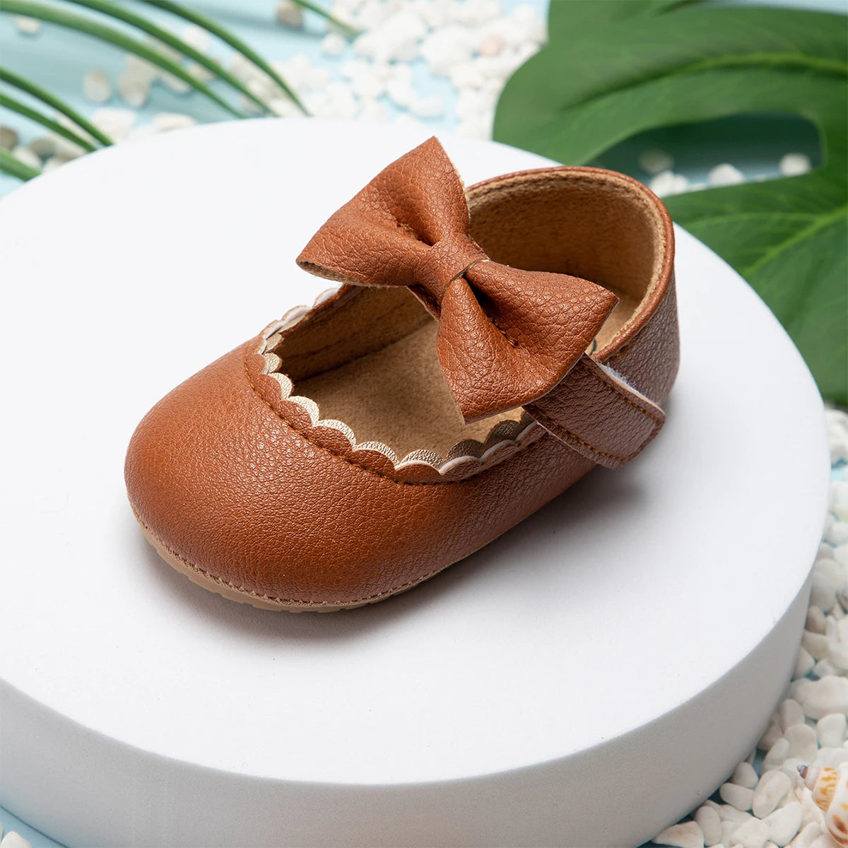Meckior Baby Girl Shoes Leather Rubber Sole Anti-slip Toddler First Walkers Infant Crib Shoes Newborn Girl New Baby Shoes
