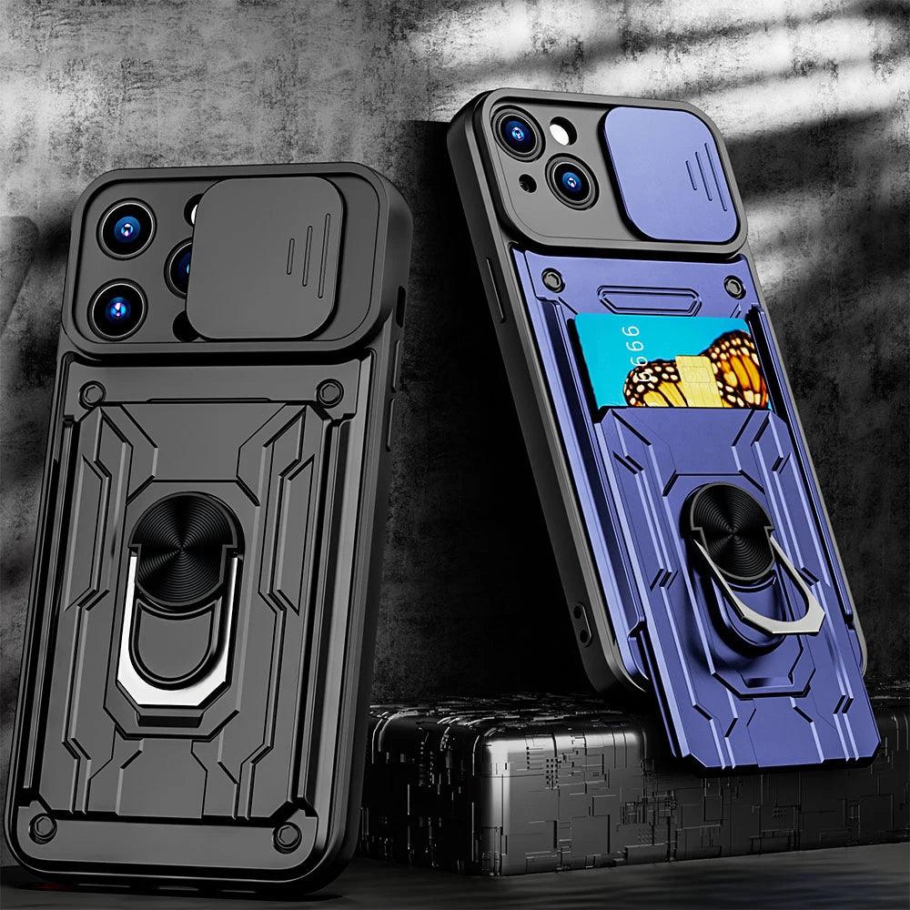 Peatkop Shockproof Case for iPhone 14 Pro Max 14Plus SE 2022 Card Bag Camera Protection Ring Phone Cover for iPhone 11 12 13 Pro - E-line.com