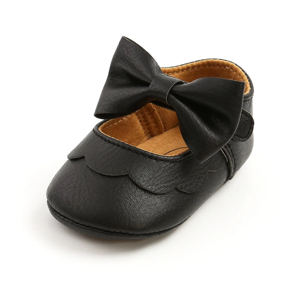Meckior Baby Girl Shoes Leather Rubber Sole Anti-slip Toddler First Walkers Infant Crib Shoes Newborn Girl New Baby Shoes