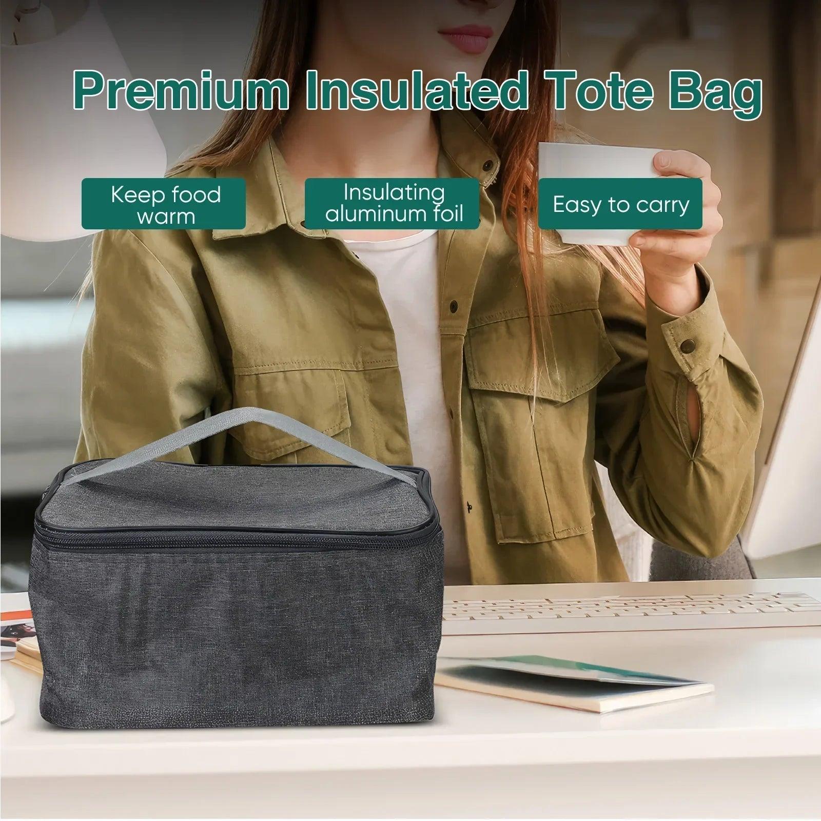 Electric Lunch Box Food Warmer 1.8 L 80W Outdoor Camping Bento Picnic Portable Food Heater Car Home Leak Proof Self Heating Box - E-line.com