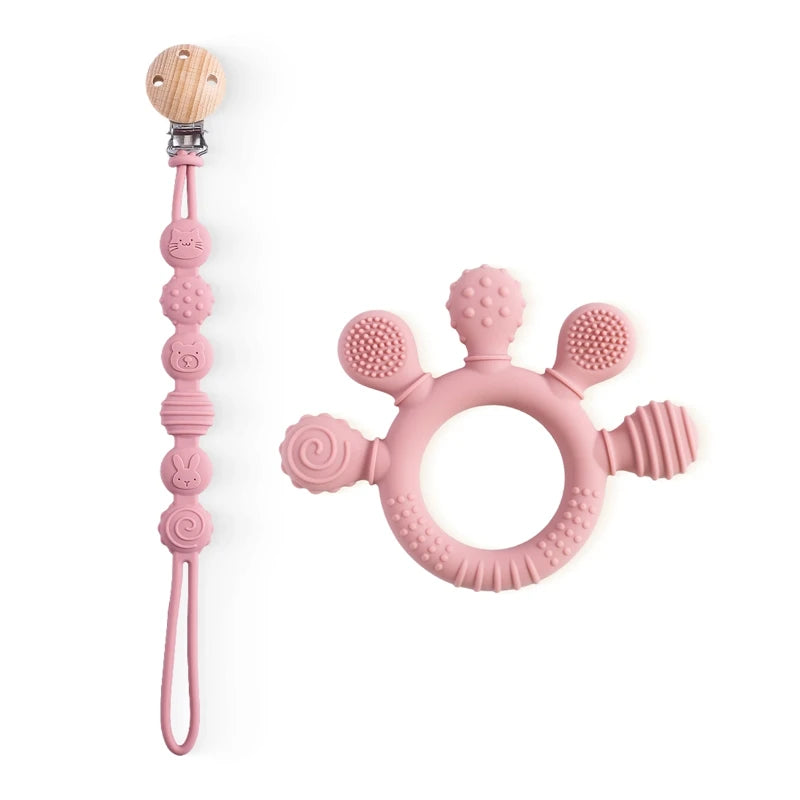 Baby Silicone Teether Infant Pacifier Chain Clip Food Grade Silicone Soother Chain Nipple Holder  Baby Nursing Good Teething Toy