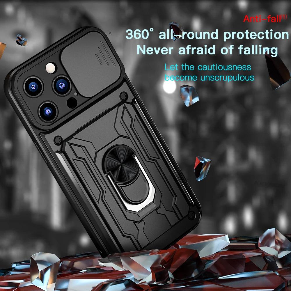 Peatkop Shockproof Case for iPhone 14 Pro Max 14Plus SE 2022 Card Bag Camera Protection Ring Phone Cover for iPhone 11 12 13 Pro - E-line.com