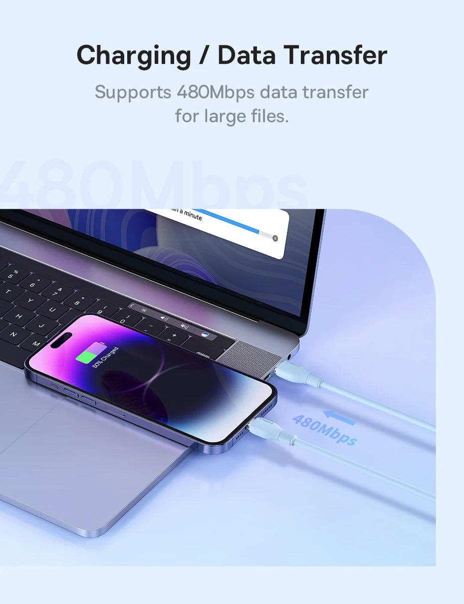 Baseus USB C Cable For IPhone 14 13 12 11 pro Max XS 20W Fast Charging Cable Type C Date Wire For iPad Macbook TPE