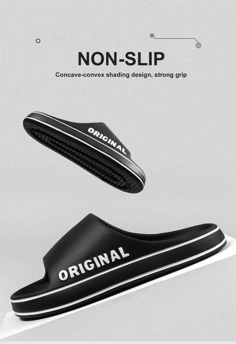 Feslishoet Women Letter Slippers Beach Slides Solid Color Mens Thick Sole Indoor Bathroom Anti Slip Shoes Summer Couple Sandals - E-line.com