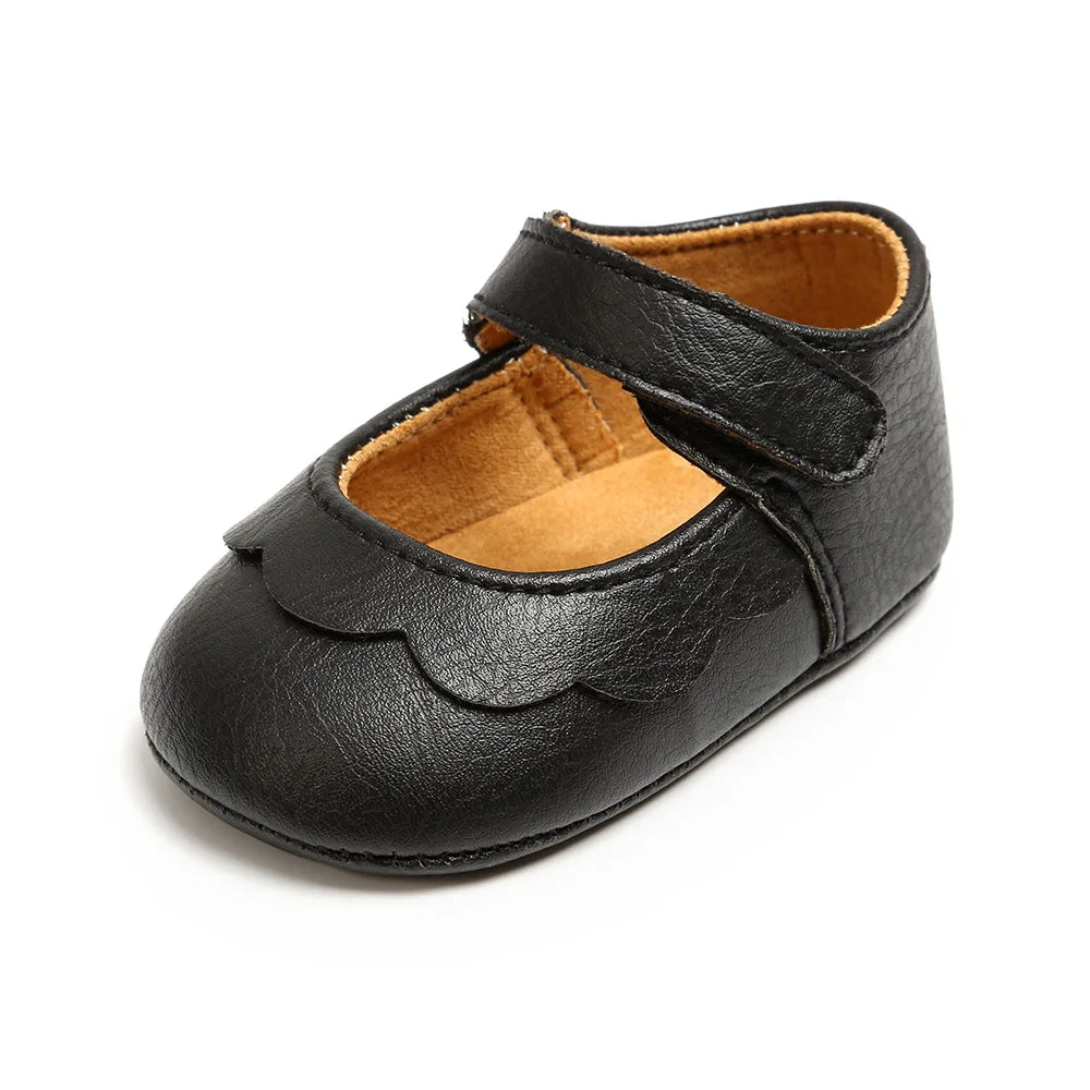 Meckior Baby Girl Shoes Leather Rubber Sole Anti-slip Toddler First Walkers Infant Crib Shoes Newborn Girl New Baby Shoes
