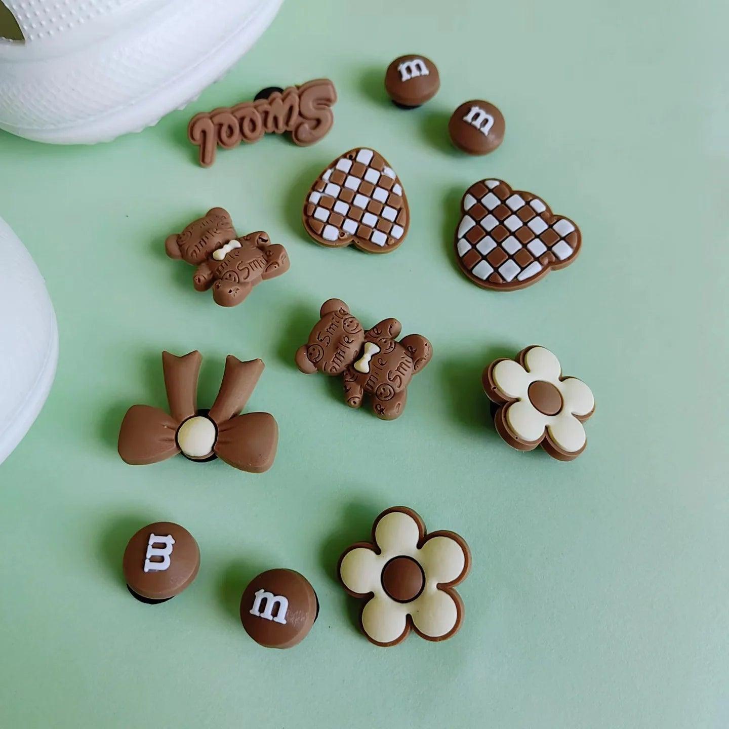 Cute Soft Gum Brown Bear Hole Shoe Charms Accessories Shoe Buckle Detachable M Bean Shoes Flower DIY Shoes Decorations - E-line.com